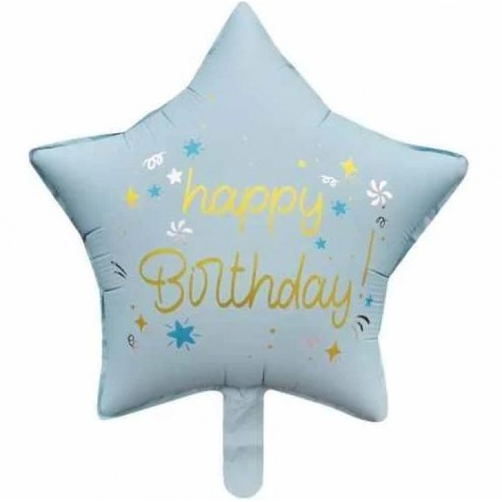 18 İNC YILDIZ HAPPY BİRTHDAY MAVİ FOLYO BALON 47*47
