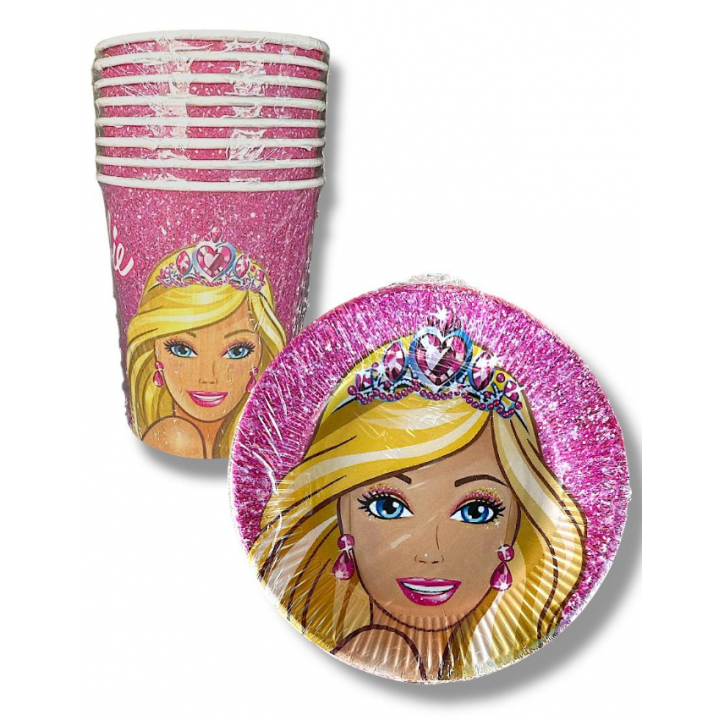 BARBİE KAREKTERLİ TABAK BARDAK 8’Lİ