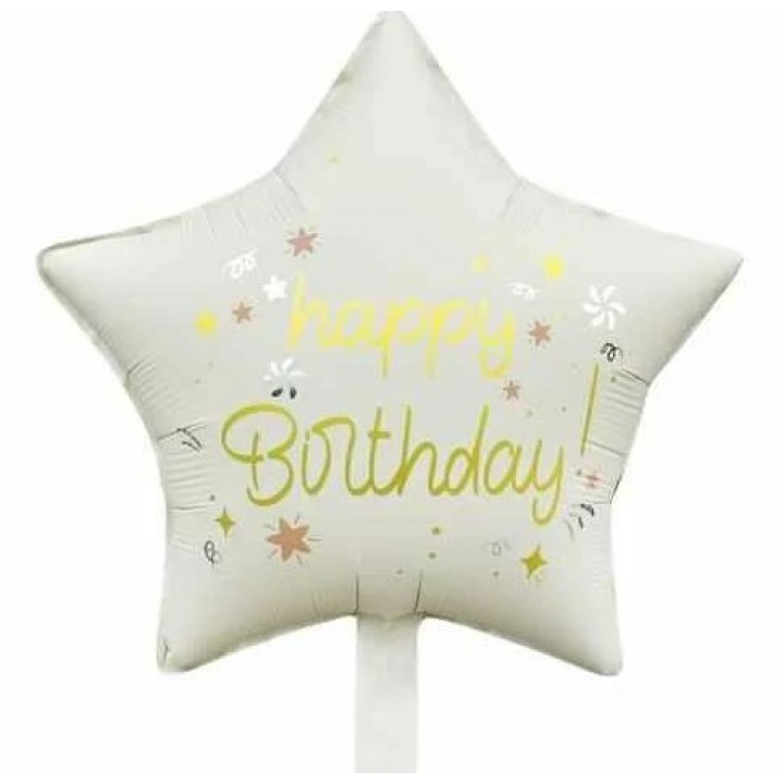 18 İNC YILDIZ HAPPY BİRTHDAY KREM FOLYO BALON 47*47