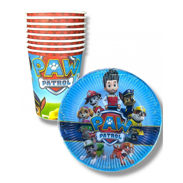 PAW PATROL KAREKTERLİ TABAK BARDAK 8’Lİ