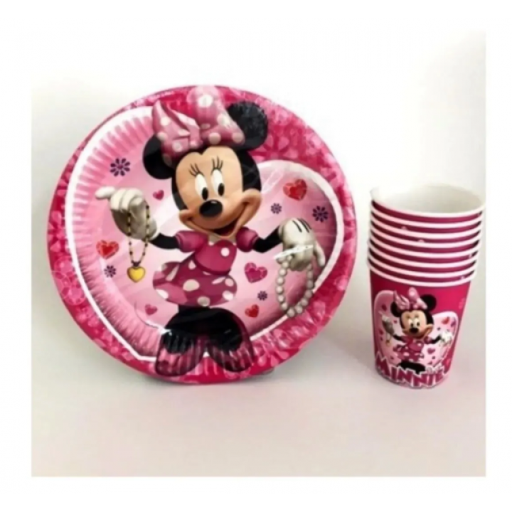 Minni Mouse Karakterli Tabak Bardak 8’li