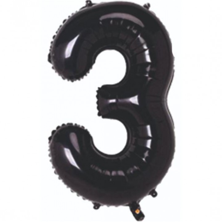 3- RAKAM 34 İNC SİYAH RENK BALON 76 CM