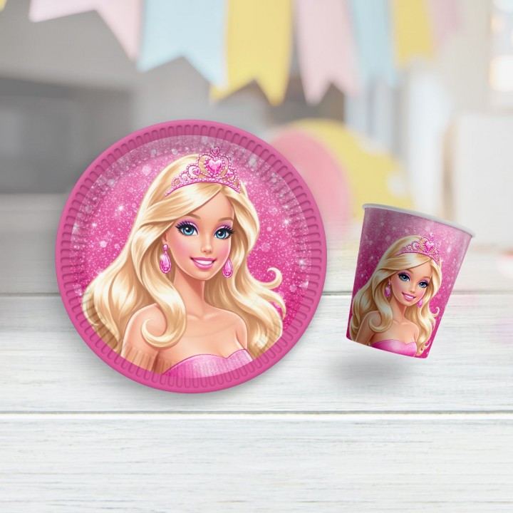 BARBİE KAREKTERLİ TABAK BARDAK 8’Lİ