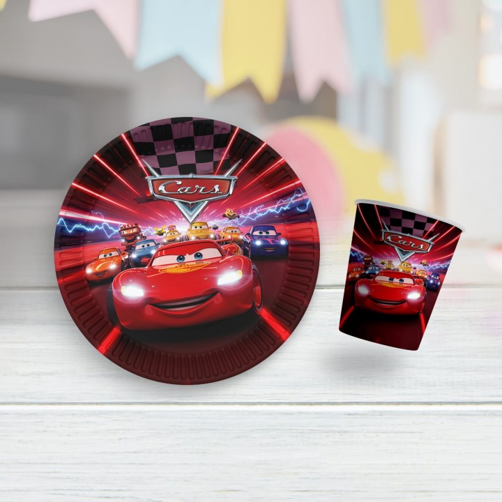 Cars Karton Tabak Bardak Set 8'Lİ