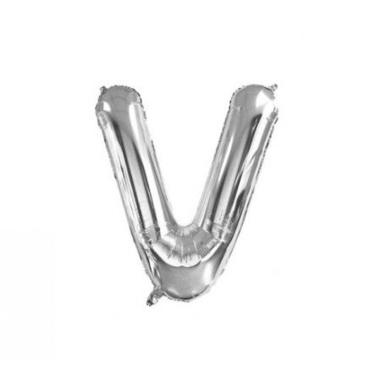 V- HARF 34 İNC GÜMÜŞ RENK BALON 76 CM
