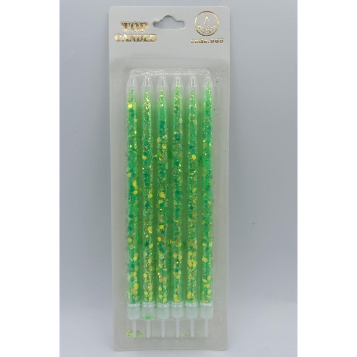 TOP CANDLE NEON YEŞİL PULLU MUM