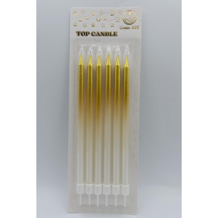 TOP CANDLE BEYAZ GOLD METALİK MUM