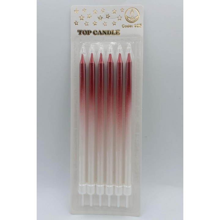 TOP CANDLE BEYAZ KIRMIZI METALİK MUM