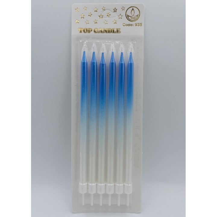 TOP CANDLE BEYAZ MAVİ METALİK MUM