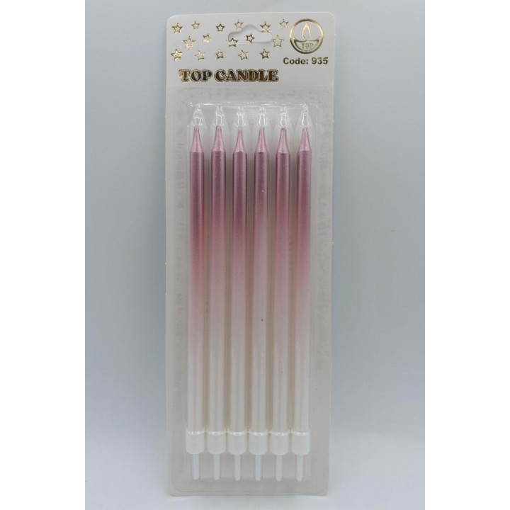 TOP CANDLE BEYAZ TOZ PEMBE METALİK MUM