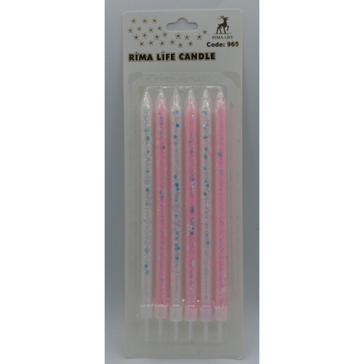 RİMA LİFE BEYAZ-PEMBE PULLU MUM