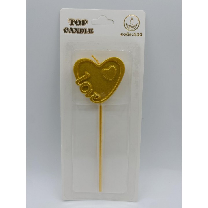 GOLD LOVE YAZILI KALPLİ MUM