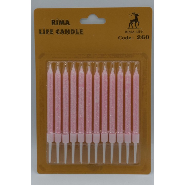 PEMBE SİMLİ MUM 12 Lİ