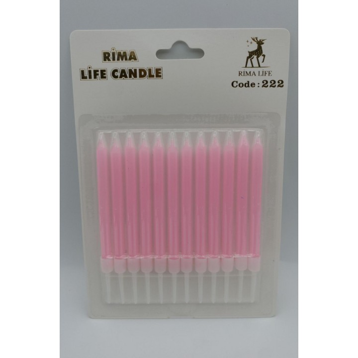 NEON PEMBE SİMLİ MUM 12 Lİ