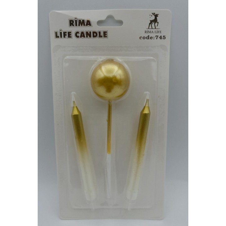 GOLD METALİK LOLİPOP MUM 3 LÜ