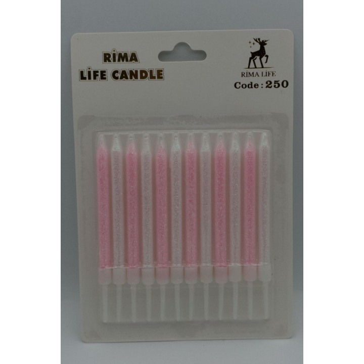 BEYAZ-PEMBE SİMLİ MUM 12 Lİ