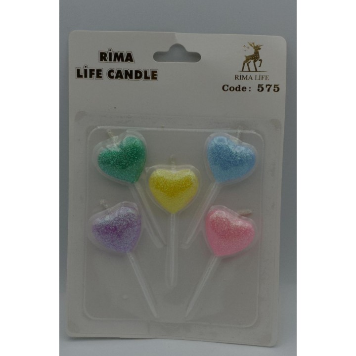 RENKLİ KALPLİ MUM 5 Lİ