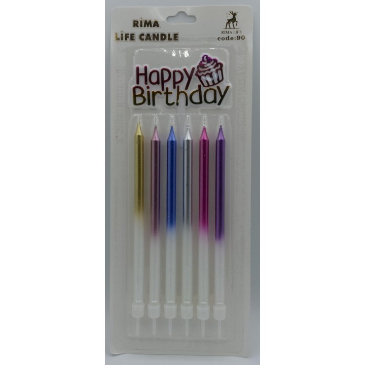 HAPPY BİRTHDAY RENKLİ METALİK MUM