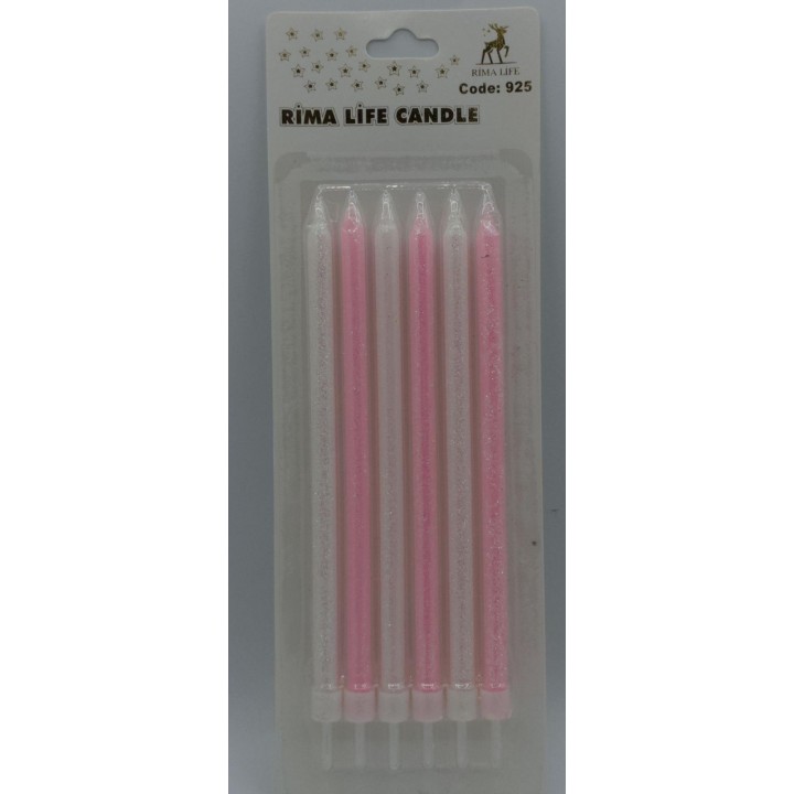 RİMA LİFE BEYAZ-PEMBE SİMLİ MUM
