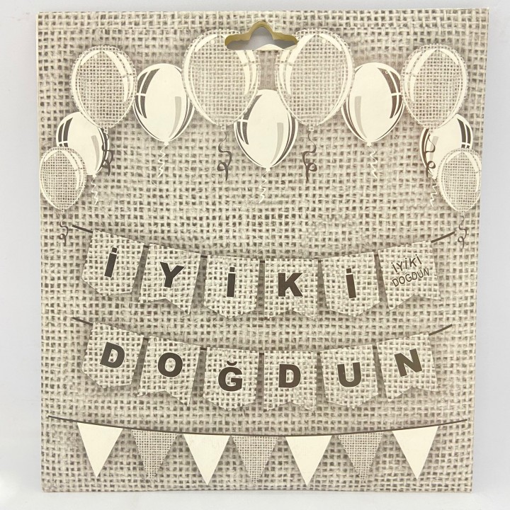 SİYAH ÇİZGİLİ GRİ İYİ Kİ DOĞDUN BANNER