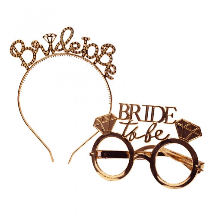 Bride To Be Taç Gözlük Set Rose Gold