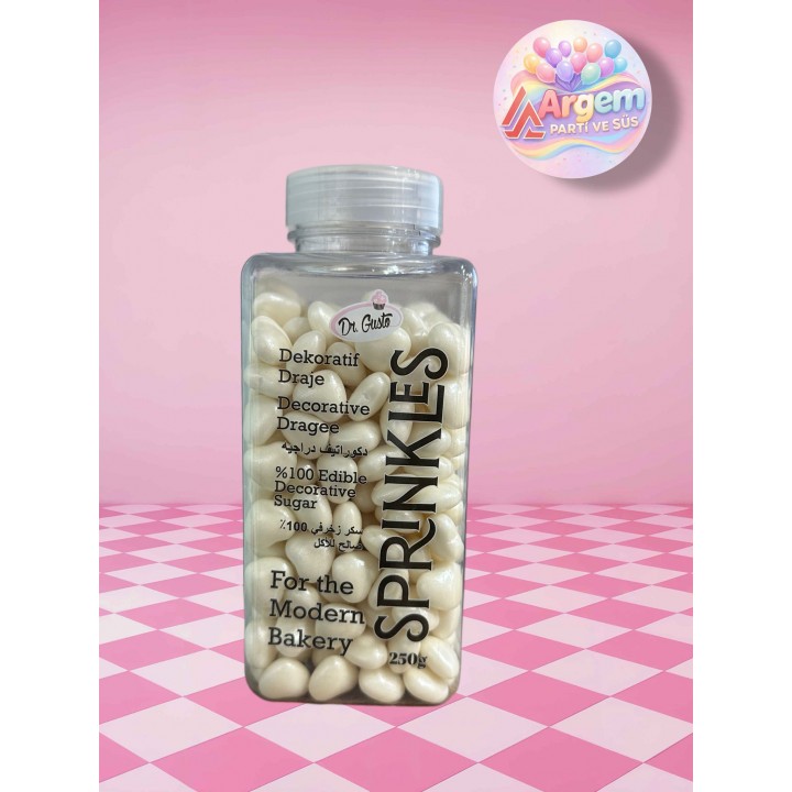 DR GUSTO SPRİNKLES PASTA SÜSÜ  BEYAZ KALP  250 GR