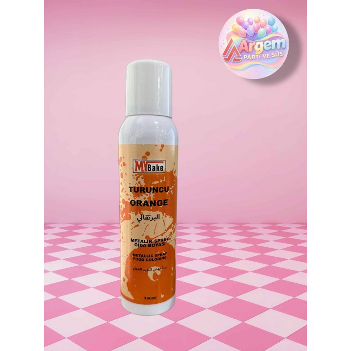MY BAKE TURUNCU   Metalik Sprey Gıda Boyası 150 Ml