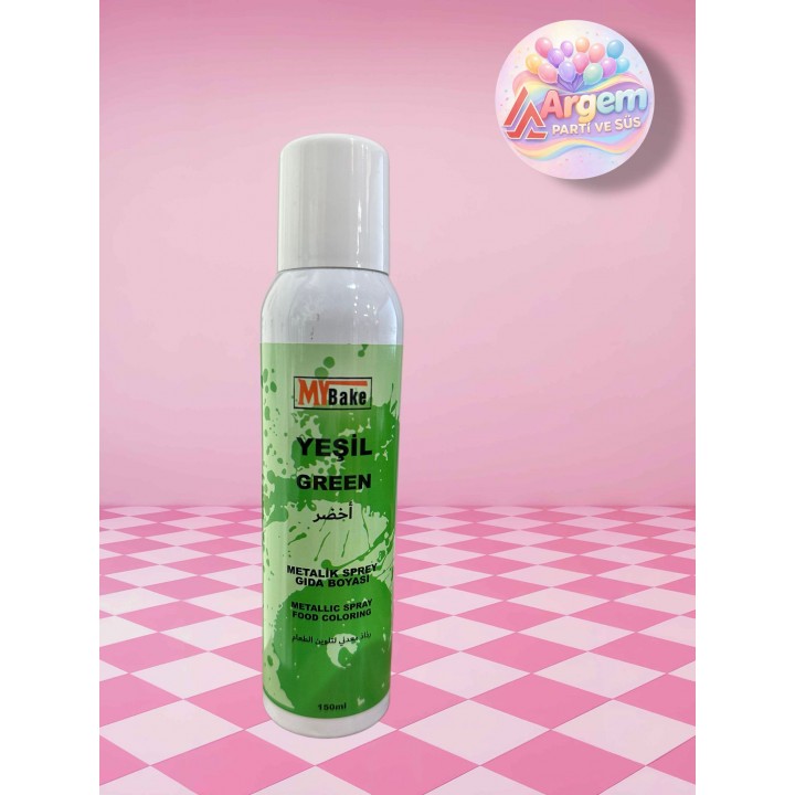 MY BAKE  YEŞİL  Metalik Sprey Gıda Boyası 150 Ml