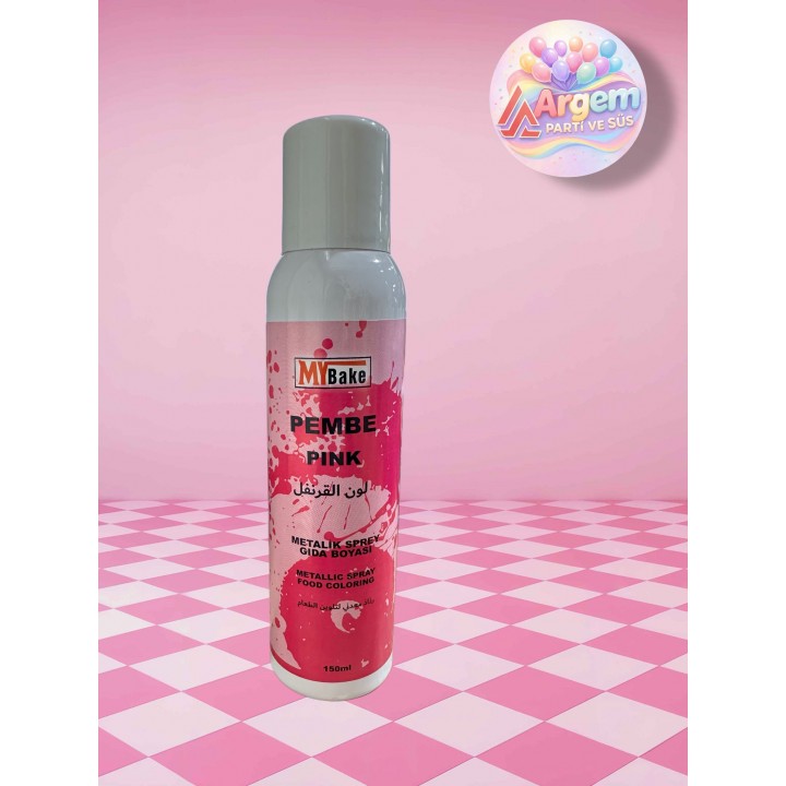 MY BAKE PEMBE  Metalik Sprey Gıda Boyası 150 Ml