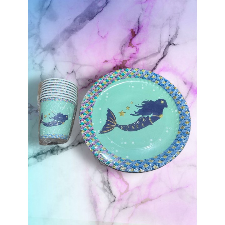 DENİZ KIZI TABAK BARDAK SET 8*Lİ