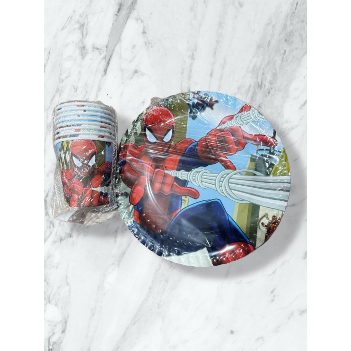 ÖRÜMCEK ADAM TABAK BARDAK SET 8*Lİ