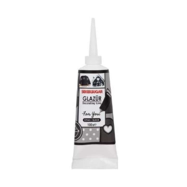 ŞEKER & SUGAR Süsleme Glazürü Siyah Renk 100 Gr 