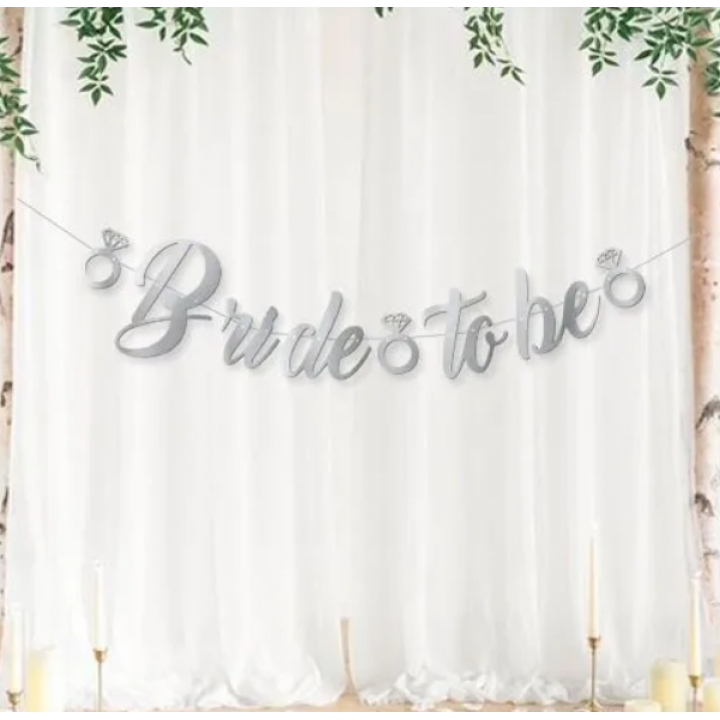 Bride To Be Gümüş Kaligrafi Banner 