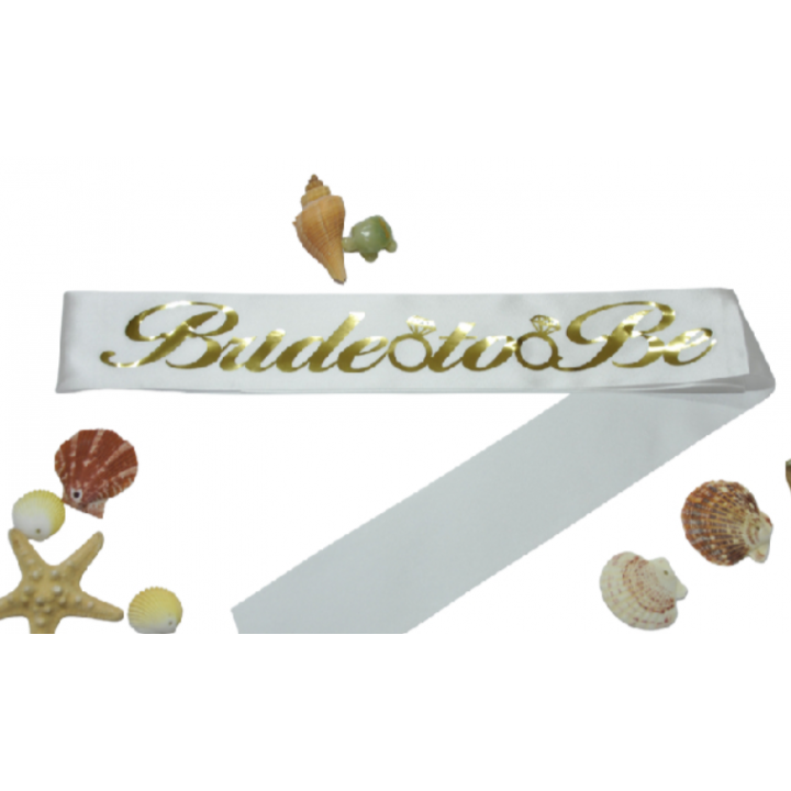 Bride To Be Beyaz Üstü Gold Yüzüklü Kuşak