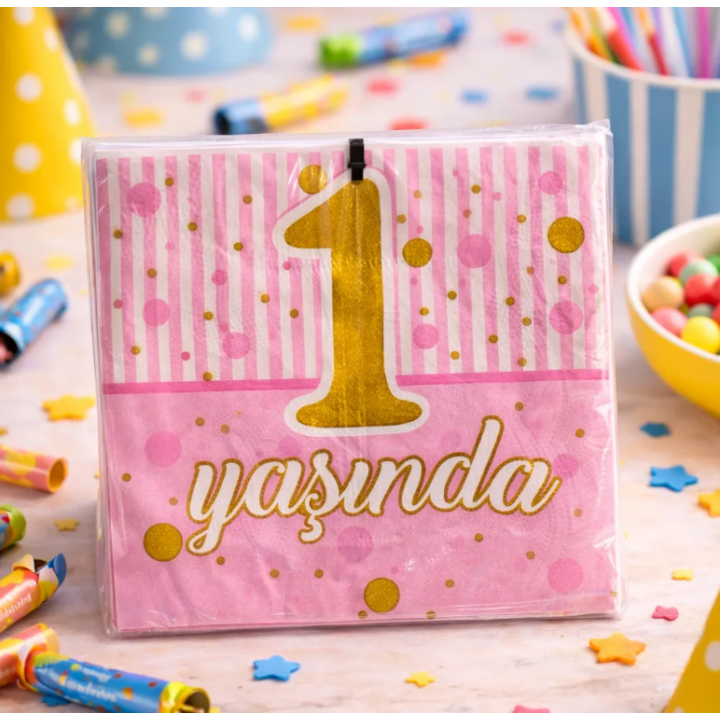  1 YAŞINDA PEMBE KAĞIT PEÇETE