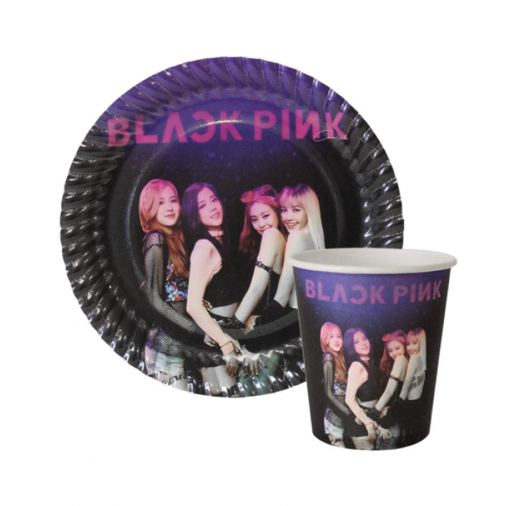 BLACK PİNK KARTON TABAK BARDAK SET 8 'Lİ