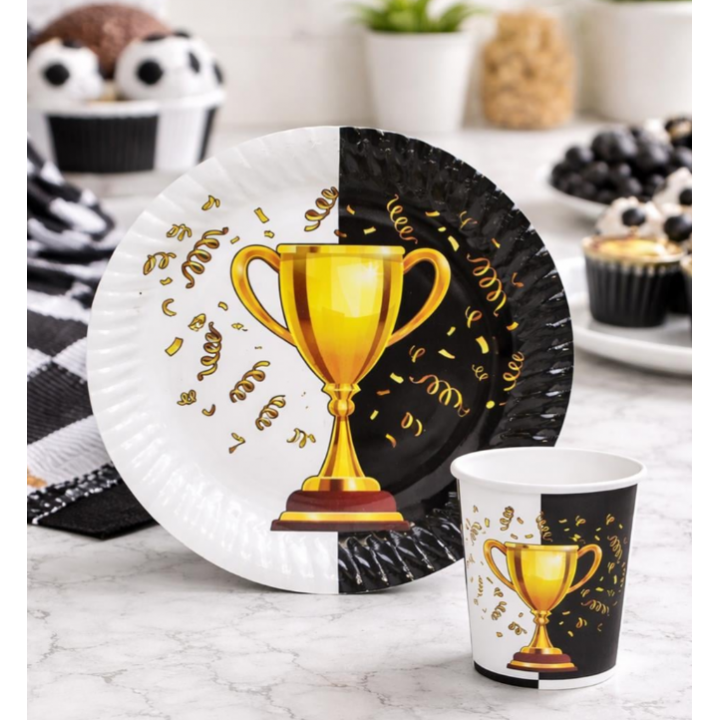 SİYAH BEYAZ TABAK BARDAK SET 8 'Lİ