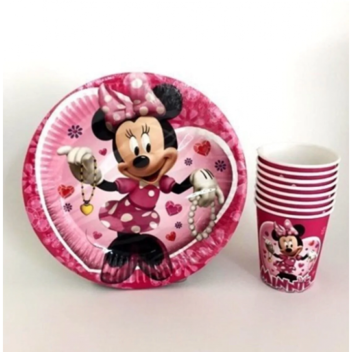 MİNNİE MOUSE KARTON TABAK BARDAK 8'Lİ