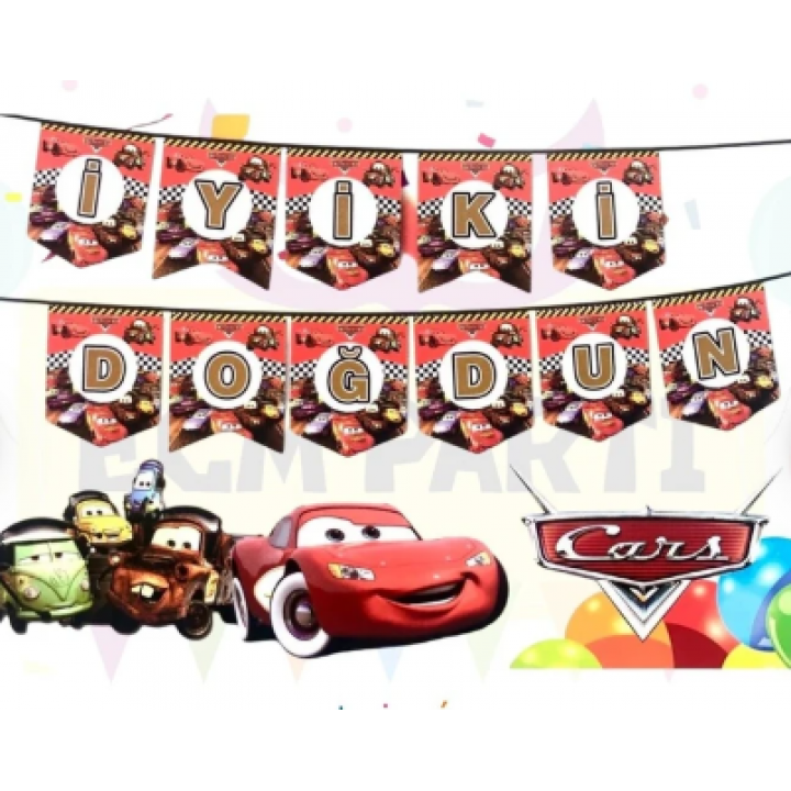 CARS ARABALAR İYİ Kİ DOĞDUN BANNER 