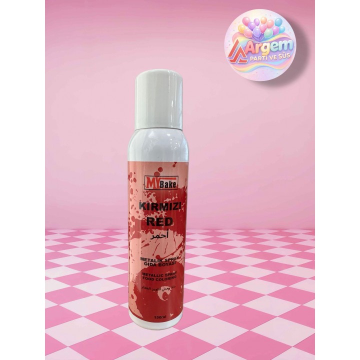 MY BAKE Kırmızı Metalik Sprey Gıda Boyası 150 Ml