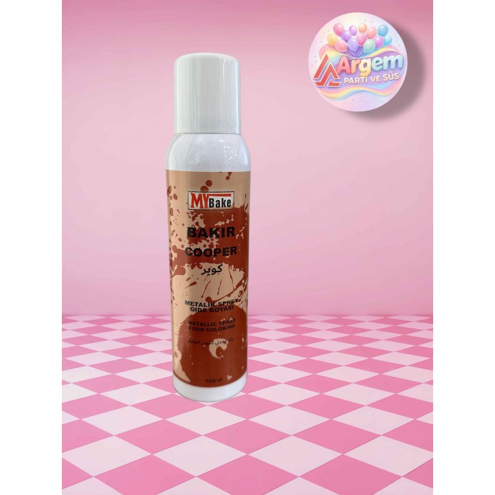 MY BAKE Bakır Metalik Sprey Gıda Boyası 150 Ml