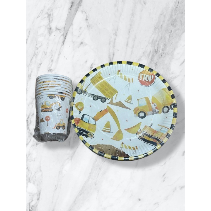 İNŞAAT TABAK BARDAK SET 8*Lİ